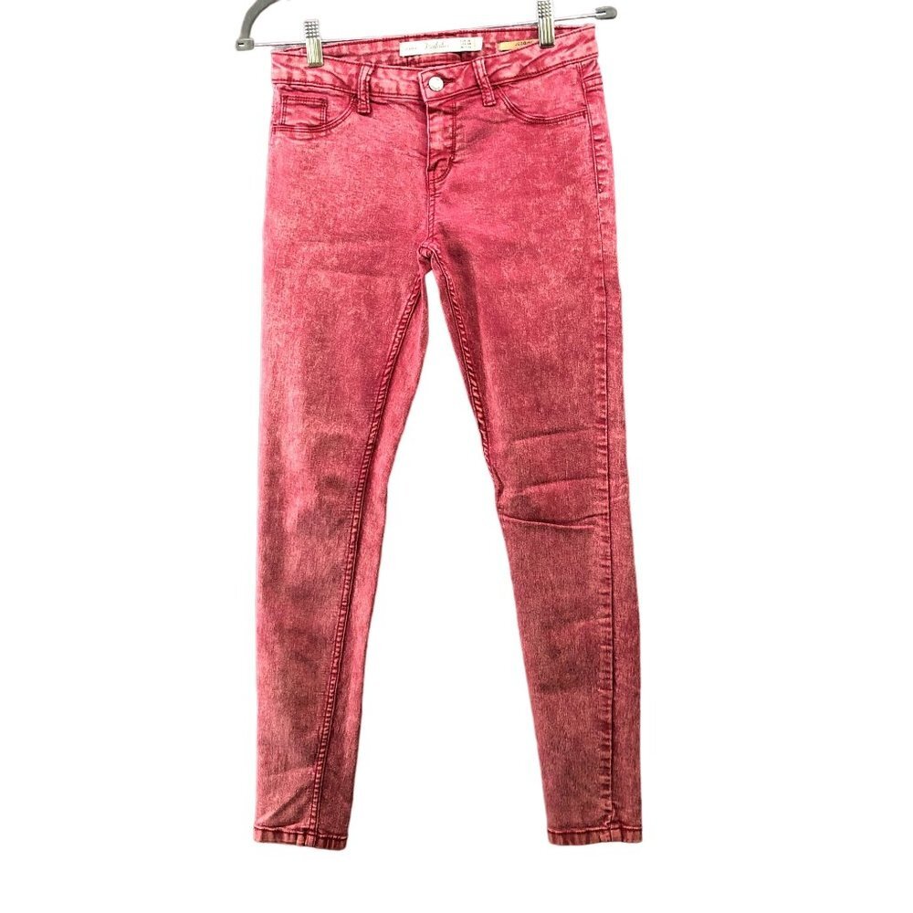 Zara Pink Skinny Jeans Womens Size 4 Low Rise Stone Wash Vintage Wash Stretch